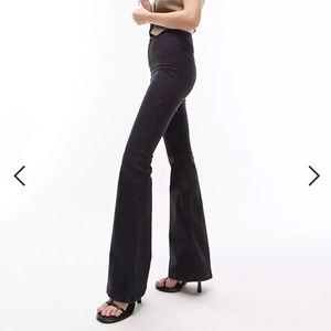 Topshop Joni flare jeans in washed black